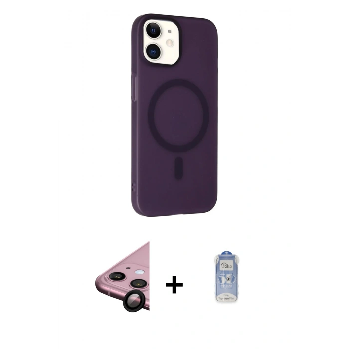 MARSİLYAN™- iPhone 11 Kılıf Çekirdek Modern Prime - Siyah Joko Magic 5D Cam + Raze Metal Kamera Lens - SH