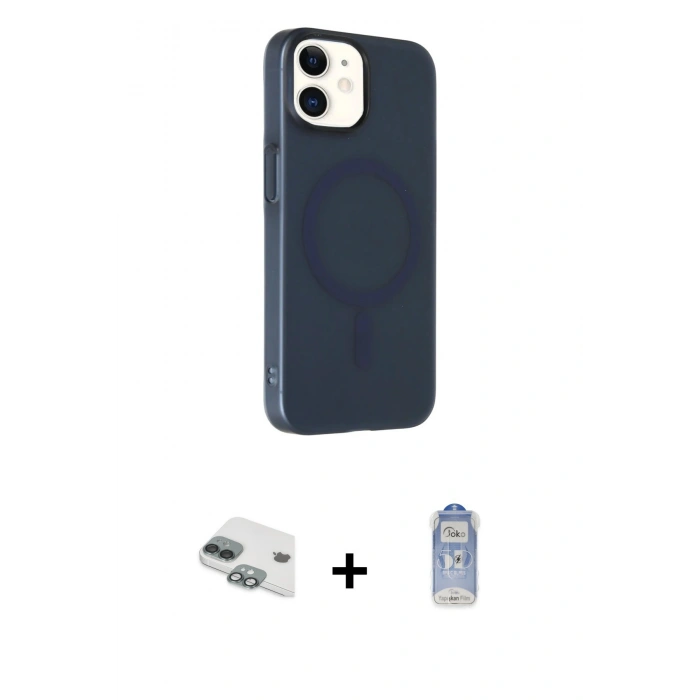 MARSİLYAN™- iPhone 11 Kılıf Çekirdek Modern Prime - Siyah Joko Magic 5D Cam + Yeşil Pers Alüminyum Kamera Lens