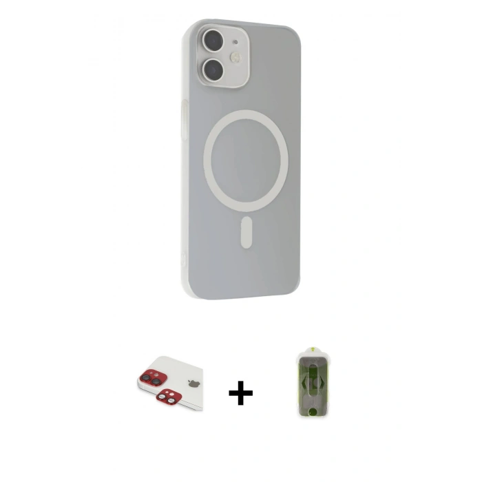 MARSİLYAN™- iPhone 11 Kılıf Çekirdek Modern Prime - Siyah Joko Magic 5D Hayalet Cam + Kırmızı Pers Alüminyum Kamera Lens