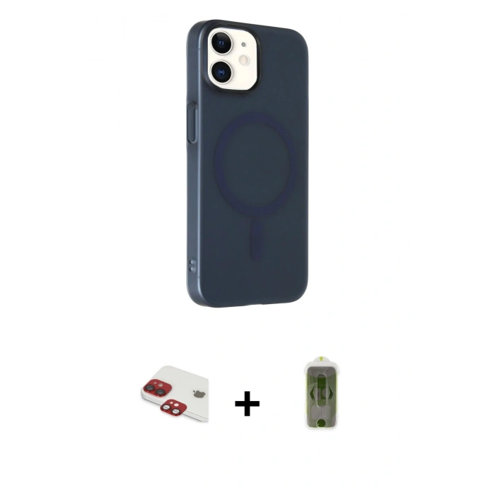 MARSİLYAN™- iPhone 11 Kılıf Çekirdek Modern Prime - Siyah Joko Magic 5D Hayalet Cam + Kırmızı Pers Alüminyum Kamera Lens