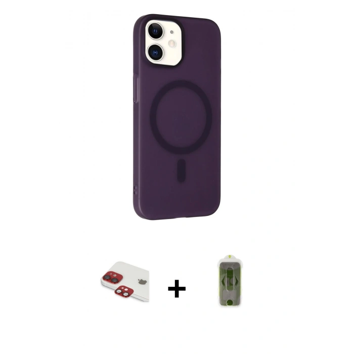 MARSİLYAN™- iPhone 11 Kılıf Çekirdek Modern Prime - Siyah Joko Magic 5D Hayalet Cam + Kırmızı Pers Alüminyum Kamera Lens