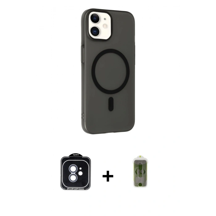 MARSİLYAN™- iPhone 11 Kılıf Çekirdek Modern Prime - Siyah Joko Magic 5D Hayalet Cam + PVD Metal Kamera Lens - MI