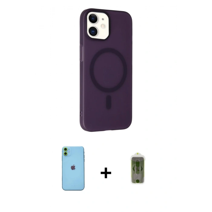 MARSİLYAN™- iPhone 11 Kılıf Çekirdek Modern Prime - Siyah Joko Magic 5D Hayalet Cam + Neon Fosforlu Kamera Lens - YL