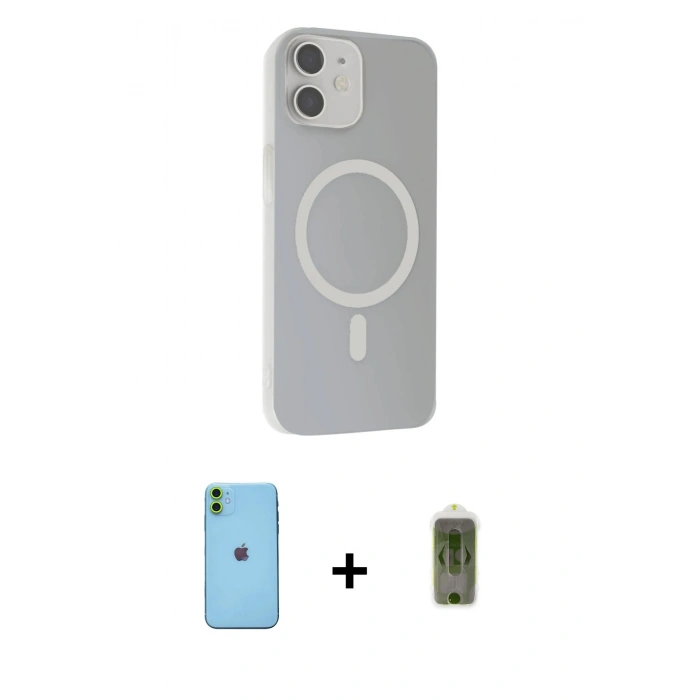 MARSİLYAN™- iPhone 11 Kılıf Çekirdek Modern Prime - Siyah Joko Magic 5D Hayalet Cam + Neon Fosforlu Kamera Lens - YL