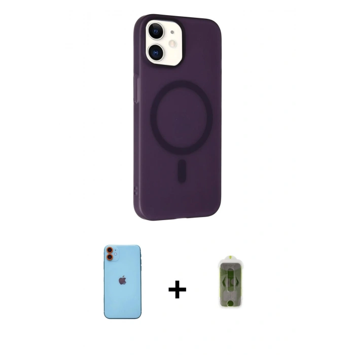 MARSİLYAN™- iPhone 11 Kılıf Çekirdek Modern Prime - Siyah Joko Magic 5D Hayalet Cam + Neon Fosforlu Kamera Lens - TU
