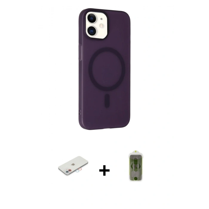 MARSİLYAN™- iPhone 11 Kılıf Çekirdek Modern Prime - Siyah Joko Magic 5D Hayalet Cam + Pembe Renkli Kamera Lens Koruma Cam