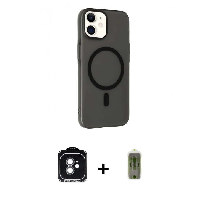 MARSİLYAN™- iPhone 11 Kılıf Çekirdek Modern Prime - Siyah Joko Magic 5D Hayalet Cam + PVD Metal Kamera Lens - YL
