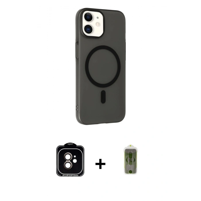 MARSİLYAN™- iPhone 11 Kılıf Çekirdek Modern Prime - Siyah Joko Magic 5D Hayalet Cam + PVD Metal Kamera Lens - TU