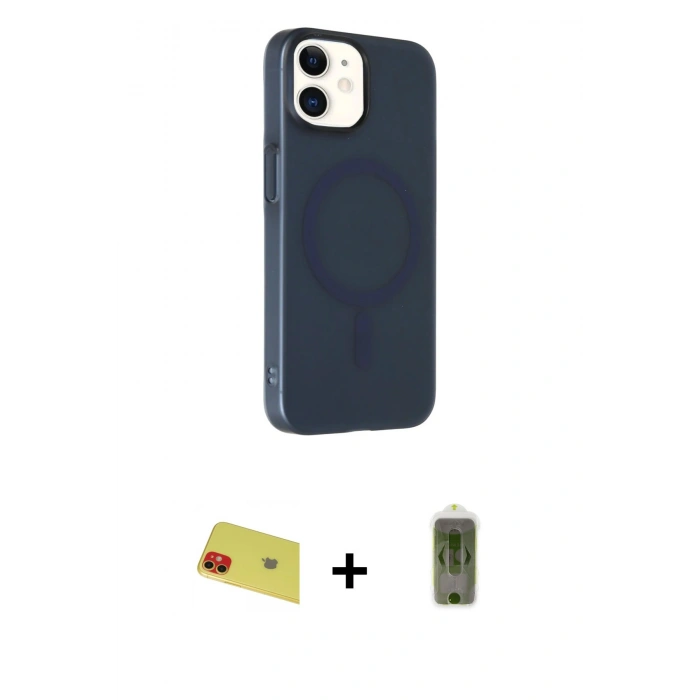 MARSİLYAN™- iPhone 11 Kılıf Çekirdek Modern Prime - Siyah Joko Magic 5D Hayalet Cam + Rainbow Kamera Lens Koruma Cam - KI