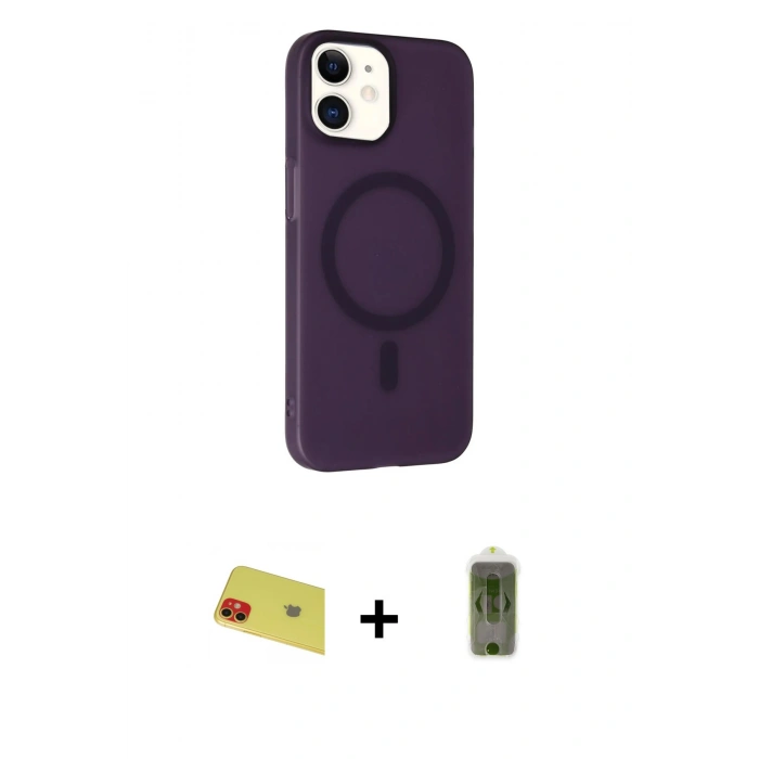 MARSİLYAN™- iPhone 11 Kılıf Çekirdek Modern Prime - Siyah Joko Magic 5D Hayalet Cam + Rainbow Kamera Lens Koruma Cam - KI