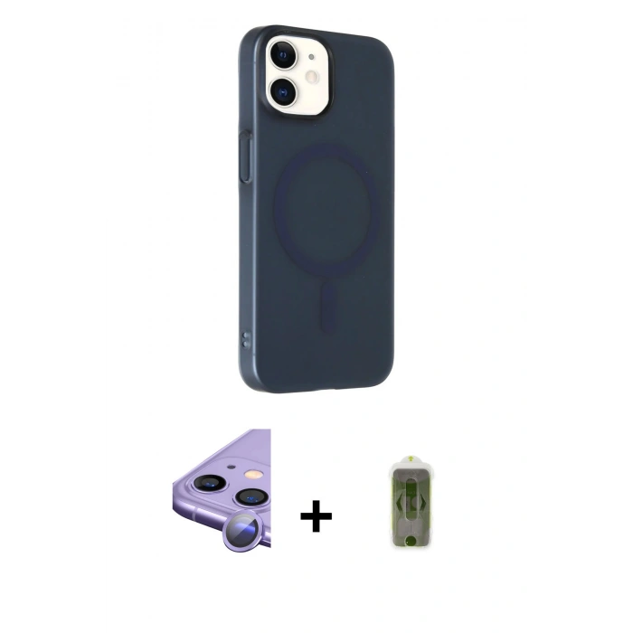 MARSİLYAN™- iPhone 11 Kılıf Çekirdek Modern Prime - Siyah Joko Magic 5D Hayalet Cam + Raze Metal Kamera Lens - MR