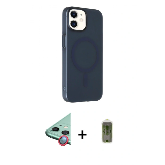 MARSİLYAN™- iPhone 11 Kılıf Çekirdek Modern Prime - Siyah Joko Magic 5D Hayalet Cam + Raze Metal Kamera Lens - KI