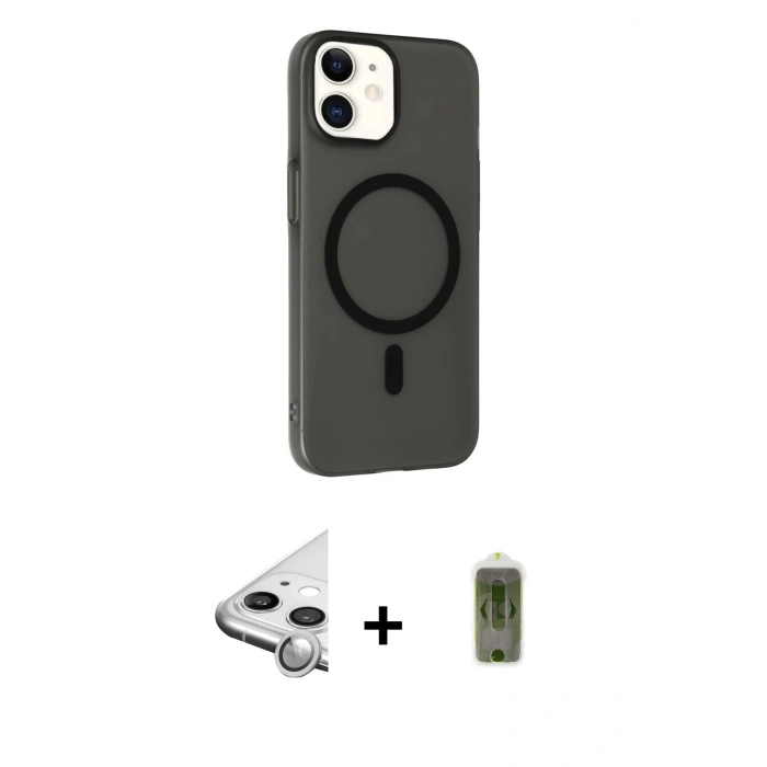 MARSİLYAN™- iPhone 11 Kılıf Çekirdek Modern Prime - Siyah Joko Magic 5D Hayalet Cam + Raze Metal Kamera Lens - GS