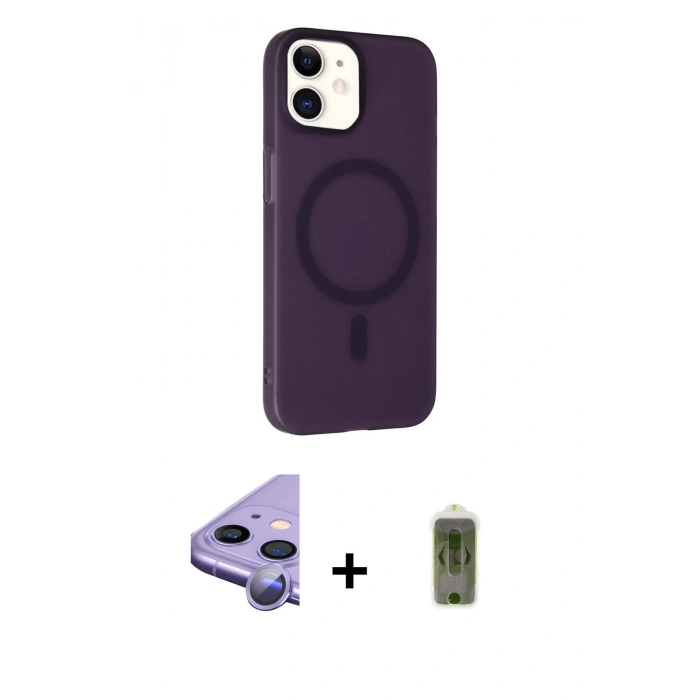 MARSİLYAN™- iPhone 11 Kılıf Çekirdek Modern Prime - Siyah Joko Magic 5D Hayalet Cam + Raze Metal Kamera Lens - MR