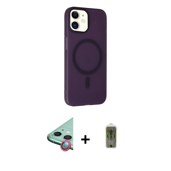 MARSİLYAN™- iPhone 11 Kılıf Çekirdek Modern Prime - Siyah Joko Magic 5D Hayalet Cam + Raze Metal Kamera Lens - KI