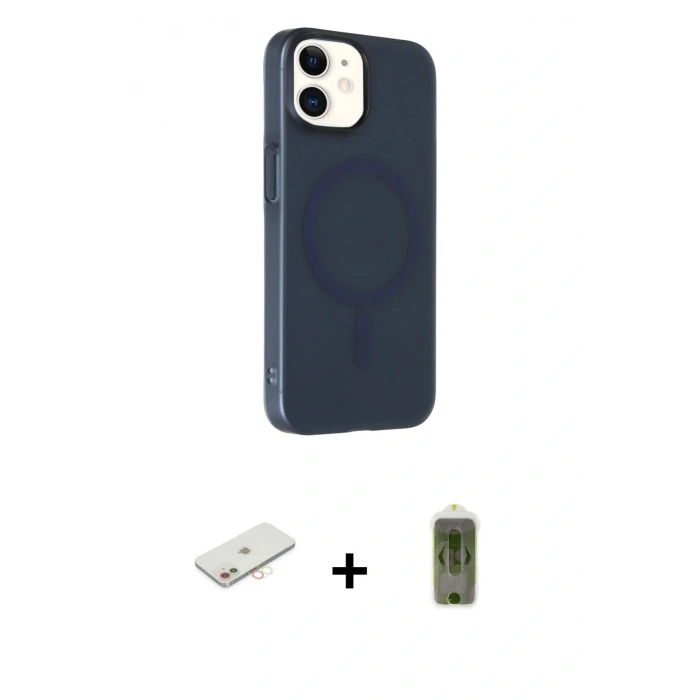 MARSİLYAN™- iPhone 11 Kılıf Çekirdek Modern Prime - Siyah Joko Magic 5D Hayalet Cam + Renkli Kamera Lens Koruma Cam - YL