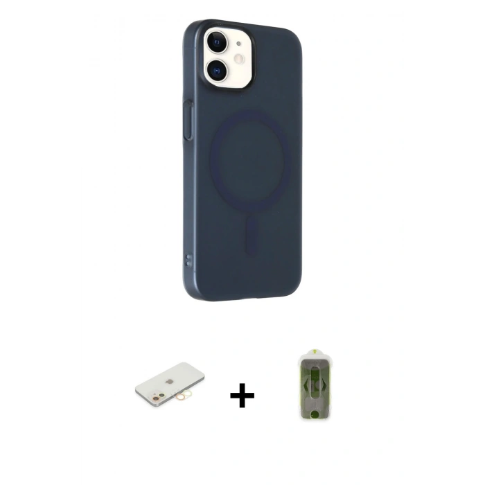 MARSİLYAN™- iPhone 11 Kılıf Çekirdek Modern Prime - Siyah Joko Magic 5D Hayalet Cam + Renkli Kamera Lens Koruma Cam - SI