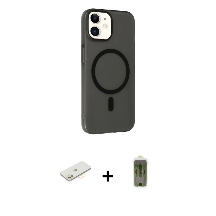 MARSİLYAN™- iPhone 11 Kılıf Çekirdek Modern Prime - Siyah Joko Magic 5D Hayalet Cam + Renkli Kamera Lens Koruma Cam - SI