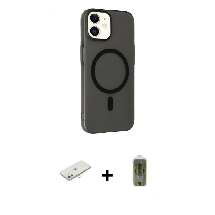 MARSİLYAN™- iPhone 11 Kılıf Çekirdek Modern Prime - Siyah Joko Magic 5D Hayalet Cam + Renkli Kamera Lens Koruma Cam - SI
