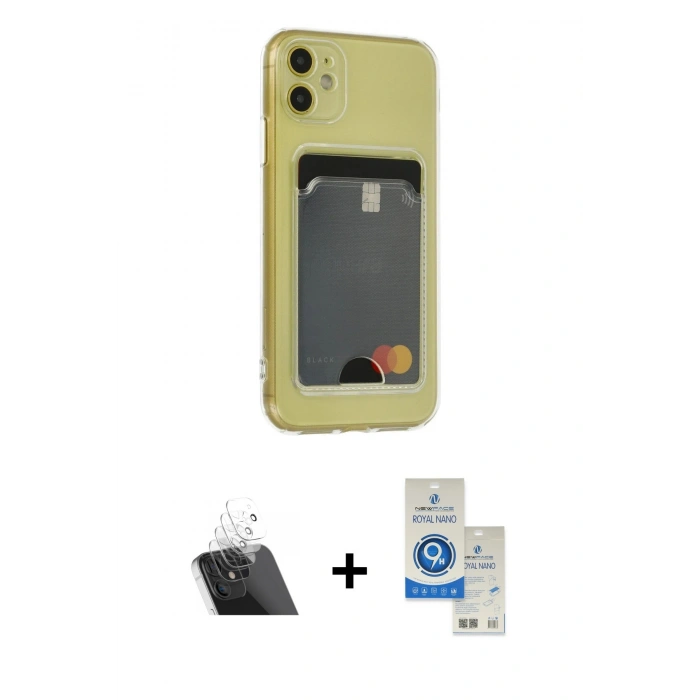 MARSİLYAN™- iPhone 11 Kılıf Doruk Klasik Koleksiyonu - Şeffaf Royal Nano Ekran Koruyucu + Kamera Lens Koruma Cam - SF