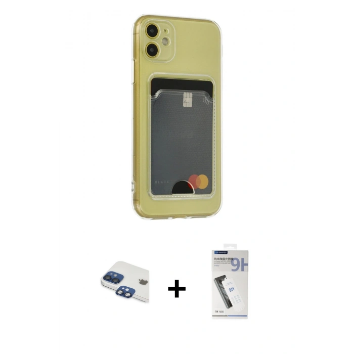 MARSİLYAN™- iPhone 11 Kılıf Doruk Klasik Koleksiyonu - Şeffaf Uv Polymer Nano Ekran Koruyucu + Pers Alüminyum Kamera Lens - LT