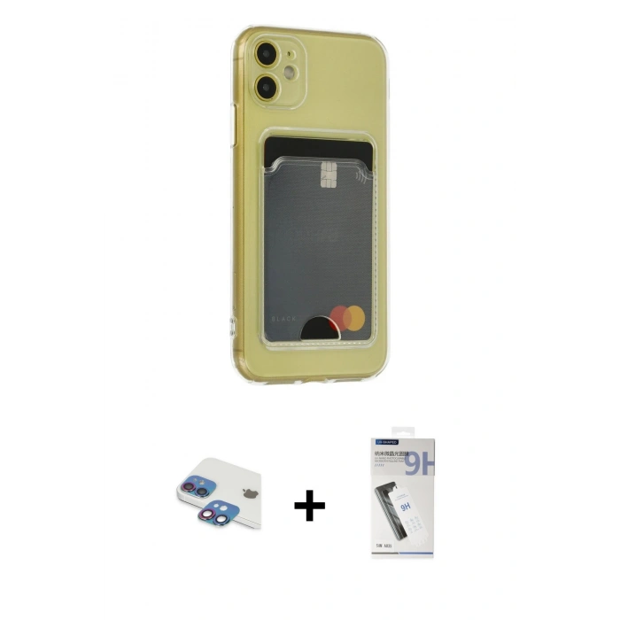 MARSİLYAN™- iPhone 11 Kılıf Doruk Klasik Koleksiyonu - Şeffaf Uv Polymer Nano Ekran Koruyucu + Pers Alüminyum Kamera Lens - GI
