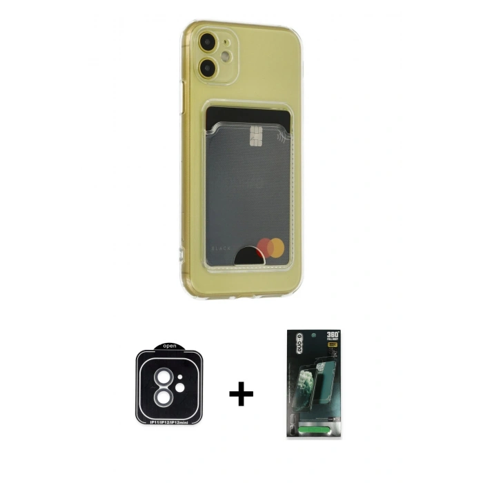 MARSİLYAN™- iPhone 11 Kılıf Doruk Klasik Koleksiyonu - Siyah 360 Mat Full Body Arka Koruyucu + PVD Metal Kamera Lens - YL