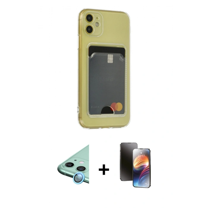 MARSİLYAN™- iPhone 11 Kılıf Doruk Klasik Koleksiyonu - Siyah 3D Antistatik Mat Seramik Nano Ekran Koruyucu + Raze Metal Kamera Lens - MI