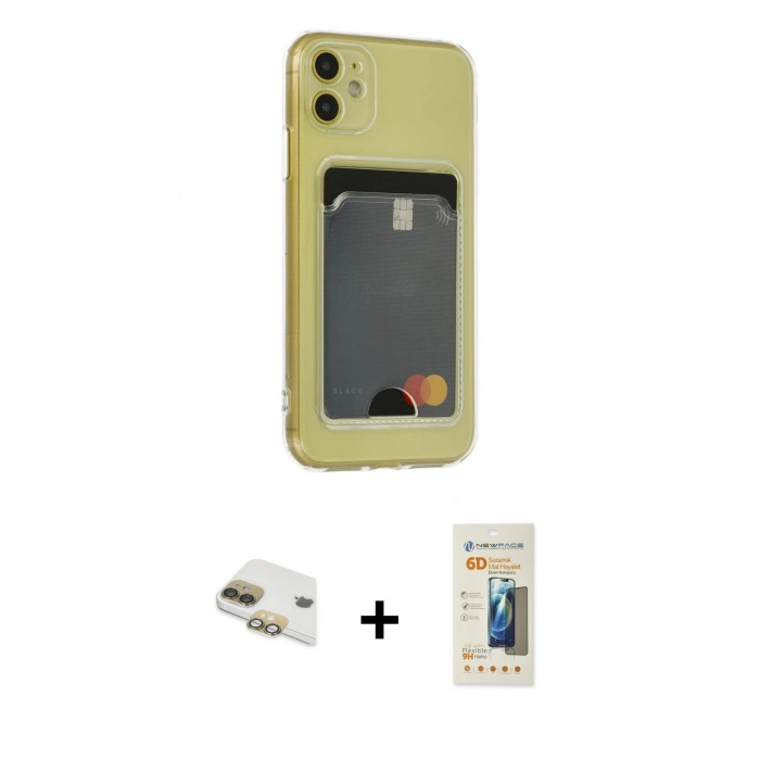 MARSİLYAN™- iPhone 11 Kılıf Doruk Klasik Koleksiyonu - Siyah 6D Mat Seramik Hayalet Nano Ekran Koruyucu + Pers Alüminyum Kamera Lens - GD