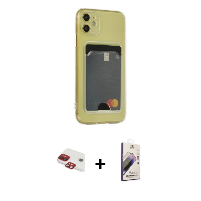 MARSİLYAN™- iPhone 11 Kılıf Doruk Klasik Koleksiyonu - Siyah Bilvis 3D Mat Cam Ekran Koruyucu + Pers Alüminyum Kamera Lens - KI