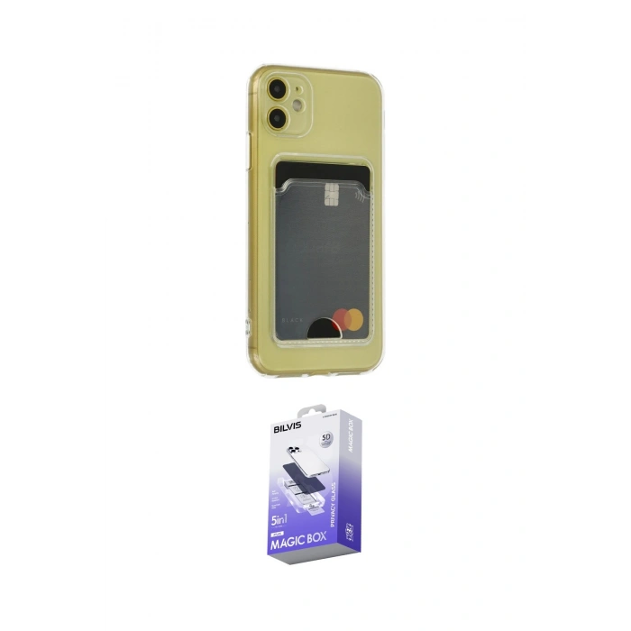 MARSİLYAN™- iPhone 11 Kılıf Doruk Klasik Koleksiyonu - Siyah Bilvis 5in1 5D Magic Hayalet Cam Ekran Koruyucu