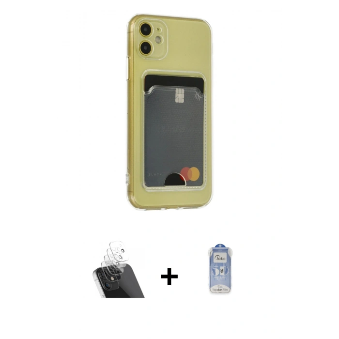 MARSİLYAN™- iPhone 11 Kılıf Doruk Klasik Koleksiyonu - Siyah Joko Magic 5D Cam + Kamera Lens Koruma Cam - SF