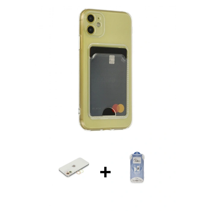 MARSİLYAN™- iPhone 11 Kılıf Doruk Klasik Koleksiyonu - Siyah Joko Magic 5D Cam + Renkli Kamera Lens Koruma Cam - SI