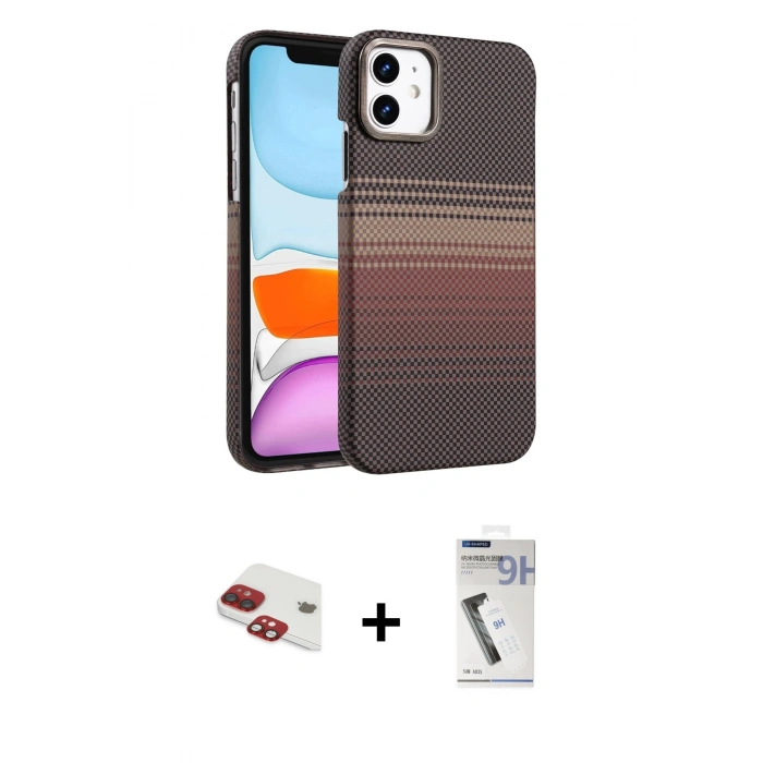 MARSİLYAN™- iPhone 11 Kılıf Doruk Serisi - Şeffaf Uv Polymer Nano Ekran Koruyucu + Pers Alüminyum Kamera Lens - KI
