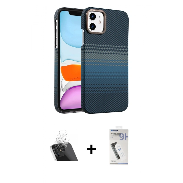 MARSİLYAN™- iPhone 11 Kılıf Doruk Serisi - Şeffaf Uv Polymer Nano Ekran Koruyucu + Kamera Lens Koruma Cam - SF