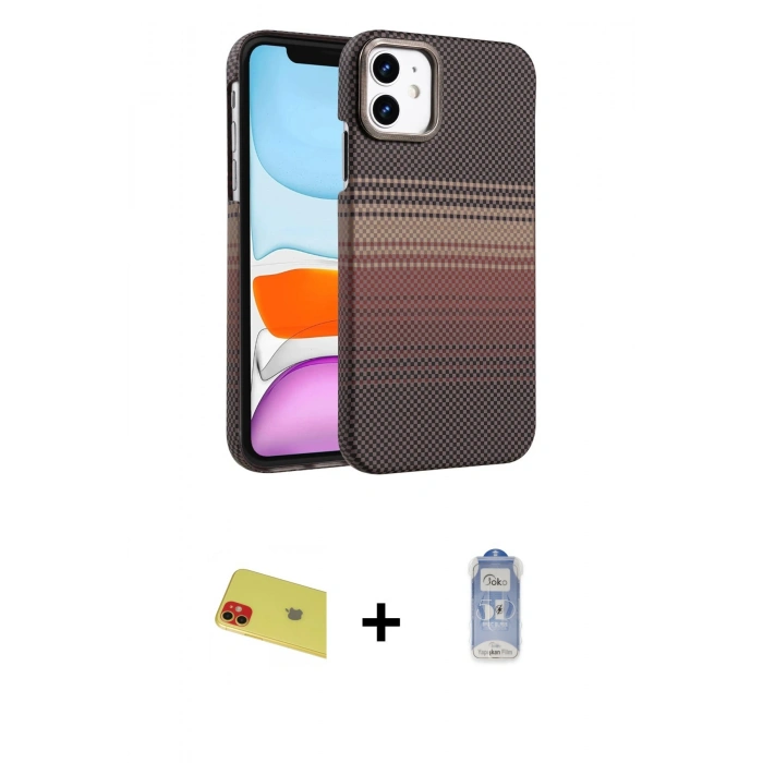 MARSİLYAN™- iPhone 11 Kılıf Doruk Serisi - Siyah Joko Magic 5D Cam + Rainbow Kamera Lens Koruma Cam - KI