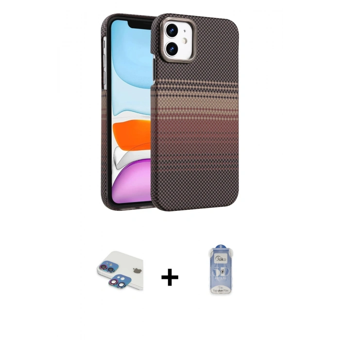 MARSİLYAN™- iPhone 11 Kılıf Doruk Serisi - Siyah Joko Magic 5D Cam + Pers Alüminyum Kamera Lens - GI