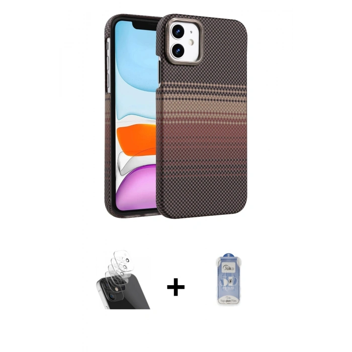 MARSİLYAN™- iPhone 11 Kılıf Doruk Serisi - Siyah Joko Magic 5D Cam + Kamera Lens Koruma Cam - SF