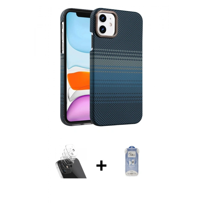 MARSİLYAN™- iPhone 11 Kılıf Doruk Serisi - Siyah Joko Magic 5D Cam + Kamera Lens Koruma Cam - SF