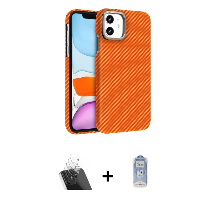 MARSİLYAN™- iPhone 11 Kılıf Doruk Serisi - Siyah Joko Magic 5D Cam + Kamera Lens Koruma Cam - SF