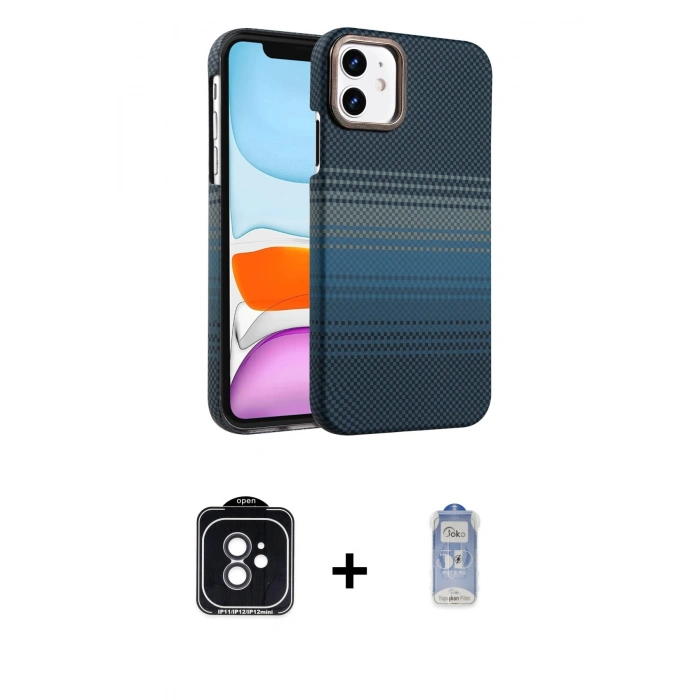 MARSİLYAN™- iPhone 11 Kılıf Doruk Serisi - Siyah Joko Magic 5D Cam + PVD Metal Kamera Lens - SH