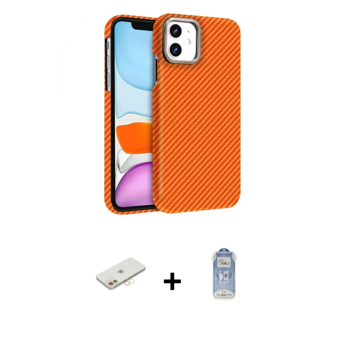 MARSİLYAN™- iPhone 11 Kılıf Doruk Serisi - Siyah Joko Magic 5D Cam + Renkli Kamera Lens Koruma Cam - YL