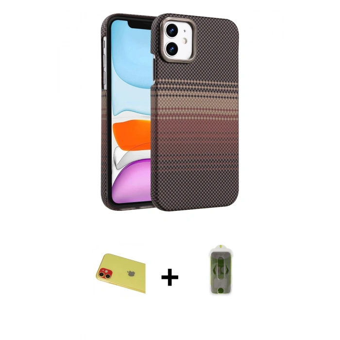 MARSİLYAN™- iPhone 11 Kılıf Doruk Serisi - Siyah Joko Magic 5D Hayalet Cam + Rainbow Kamera Lens Koruma Cam - KI