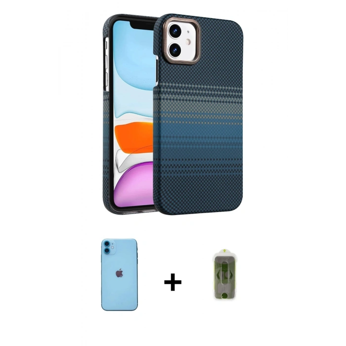 MARSİLYAN™- iPhone 11 Kılıf Doruk Serisi - Siyah Joko Magic 5D Hayalet Cam + Neon Fosforlu Kamera Lens - MI