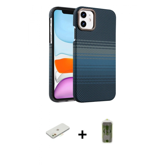 MARSİLYAN™- iPhone 11 Kılıf Doruk Serisi - Siyah Joko Magic 5D Hayalet Cam + Renkli Kamera Lens Koruma Cam - TU
