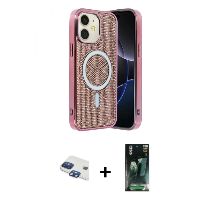 MARSİLYAN™- iPhone 11 Kılıf Eksen Çizgi - Şeffaf 360 Full Body Arka Koruyucu + Pers Alüminyum Kamera Lens - LT