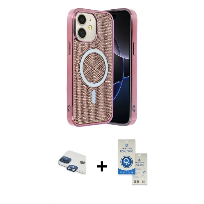 MARSİLYAN™- iPhone 11 Kılıf Eksen Çizgi - Şeffaf Royal Nano Ekran Koruyucu + Pers Alüminyum Kamera Lens - LT
