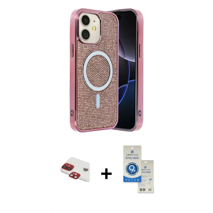 MARSİLYAN™- iPhone 11 Kılıf Eksen Çizgi - Şeffaf Royal Nano Ekran Koruyucu + Pers Alüminyum Kamera Lens - KI