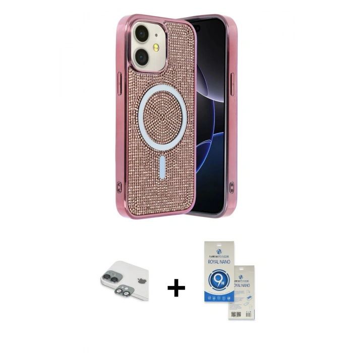 MARSİLYAN™- iPhone 11 Kılıf Eksen Çizgi - Şeffaf Royal Nano Ekran Koruyucu + Pers Alüminyum Kamera Lens - YL