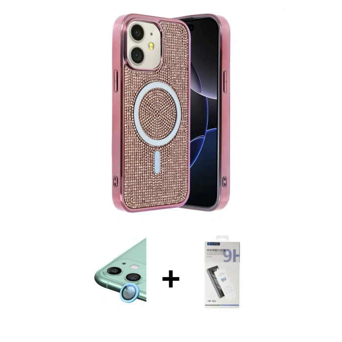 MARSİLYAN™- iPhone 11 Kılıf Eksen Çizgi - Şeffaf Uv Polymer Nano Ekran Koruyucu + Raze Metal Kamera Lens - MI